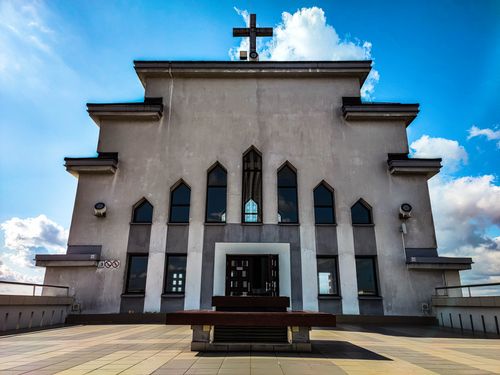 Free Stunning facade of Christ's Resurrection Church, a modernist landmark in Kaunas, Lithuania. Stock Photo
