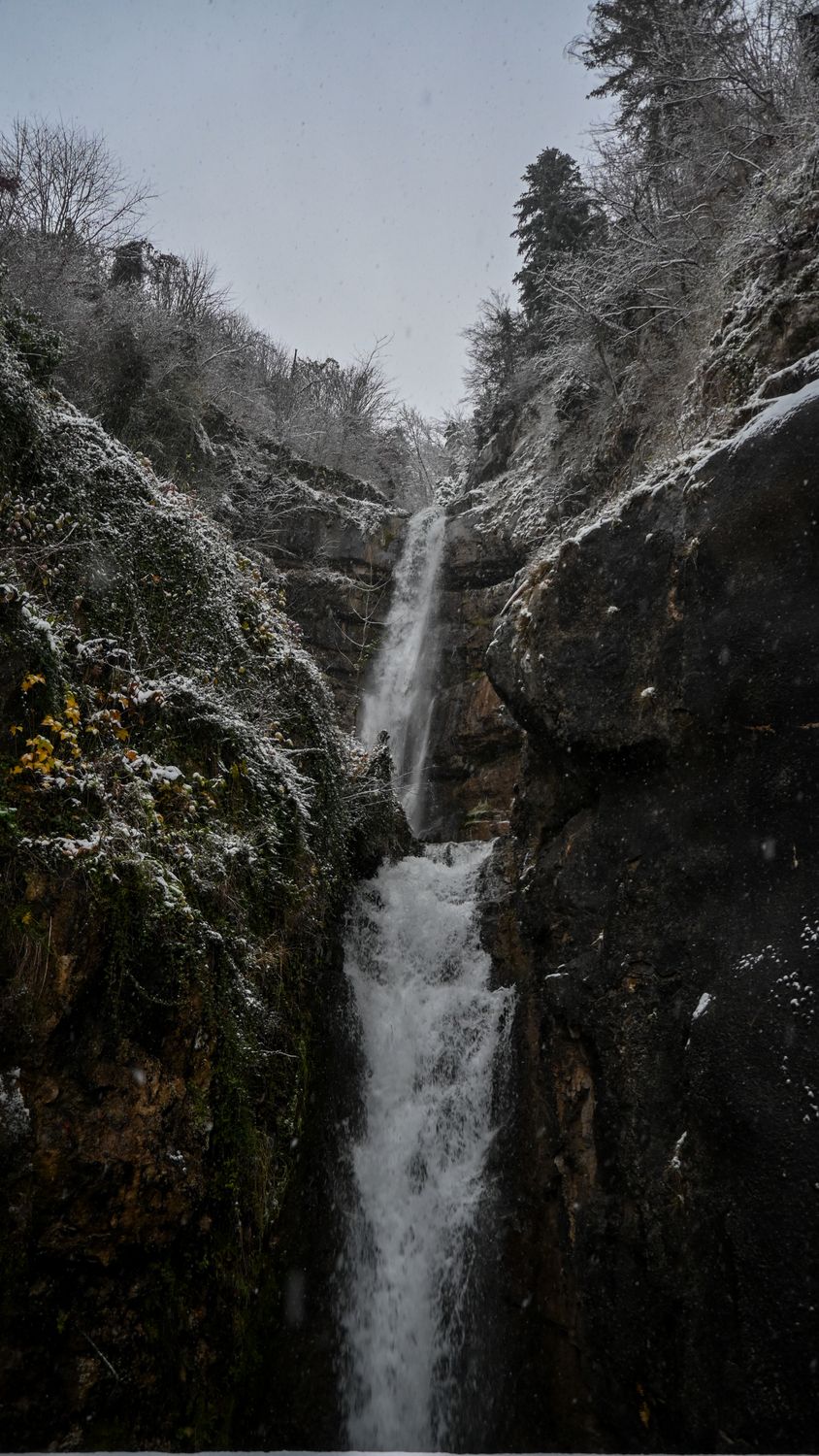 Waterfall on Cliff in Winter · Free Stock Photo