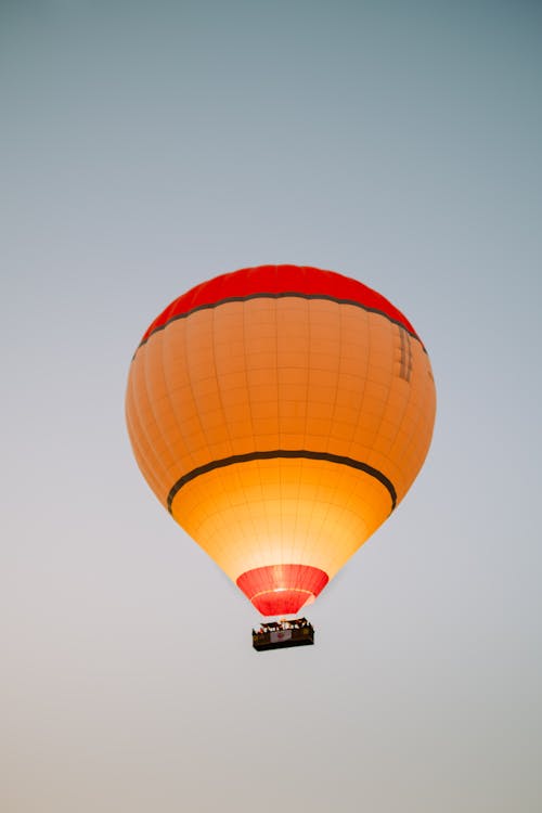 A hot air balloon flying in the sky