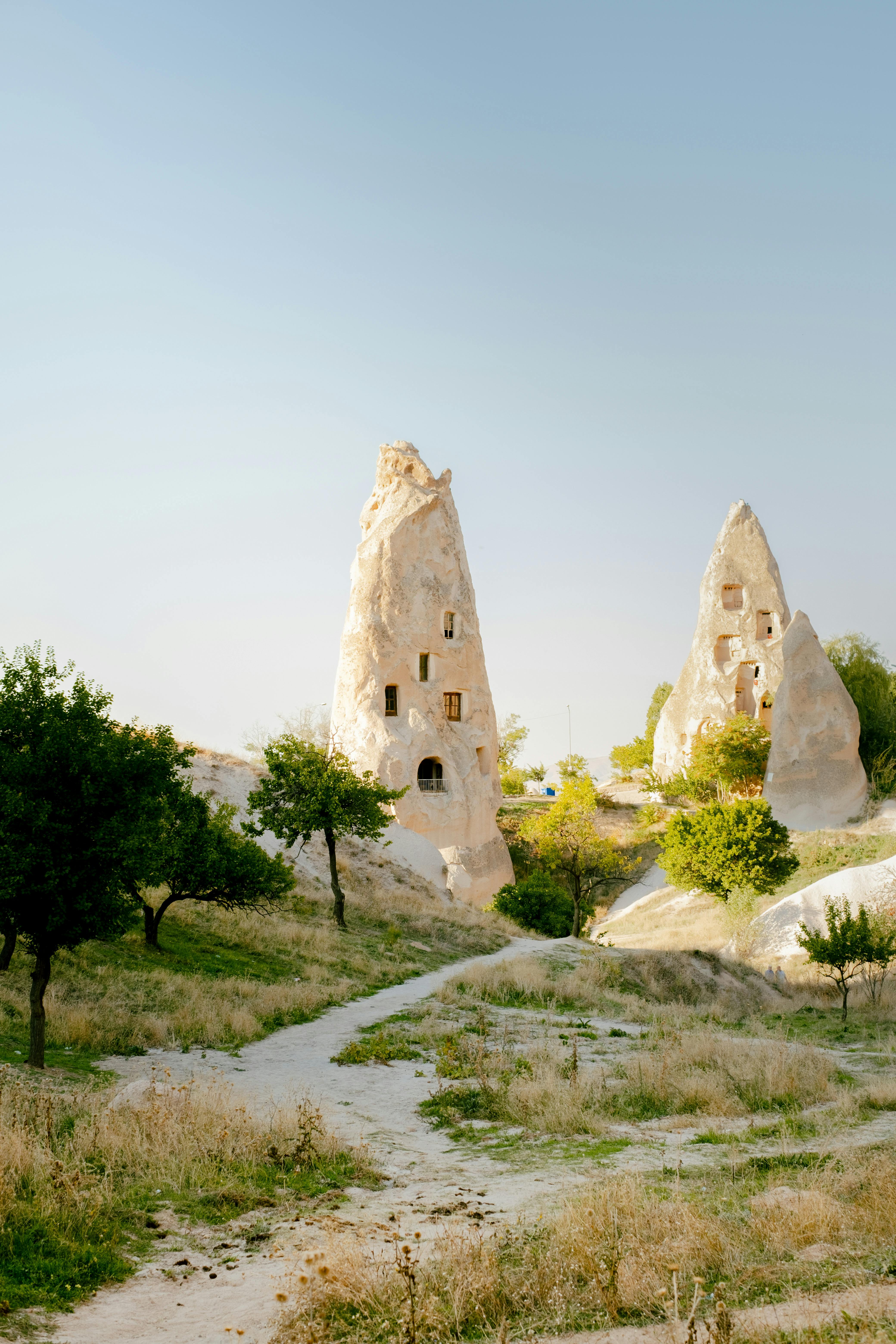 two buildings in stone cappadoccia turkey