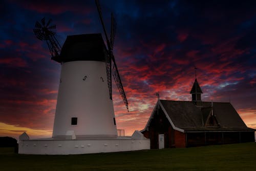 wind mill sunset
