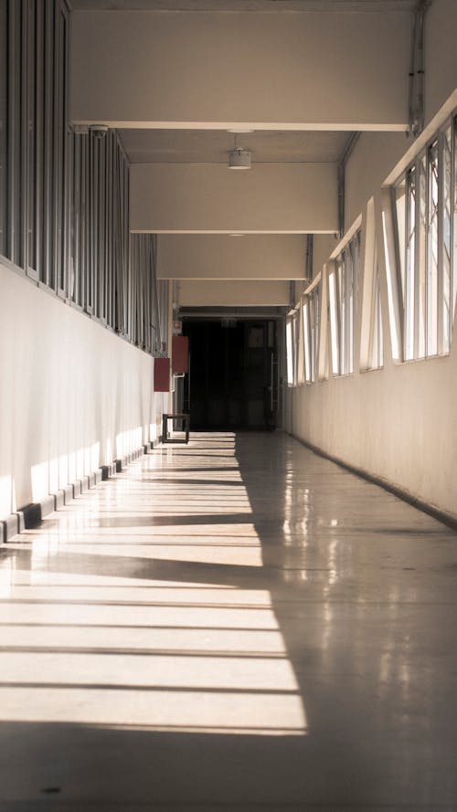 Shadow of Window Frames on the Corridor Floor