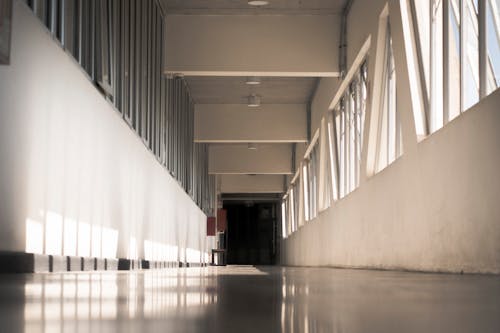 Corridor with Triangular Windows