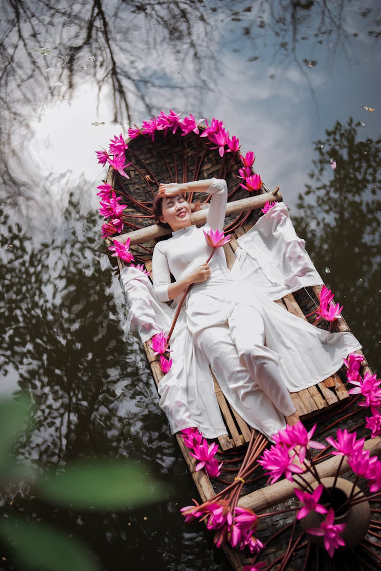 A Woman Lying On A Raft