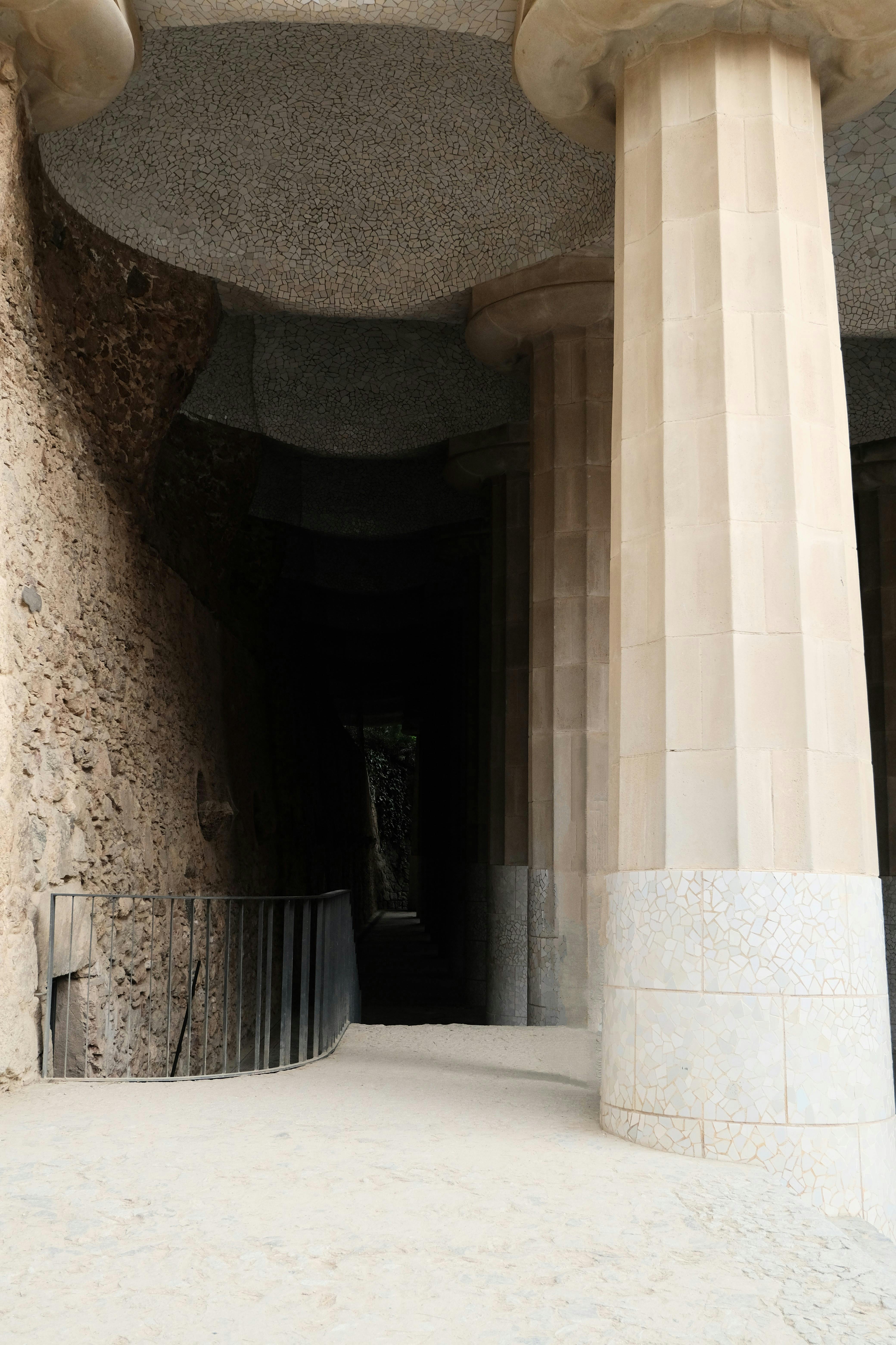 columns in park guell barcelona spain