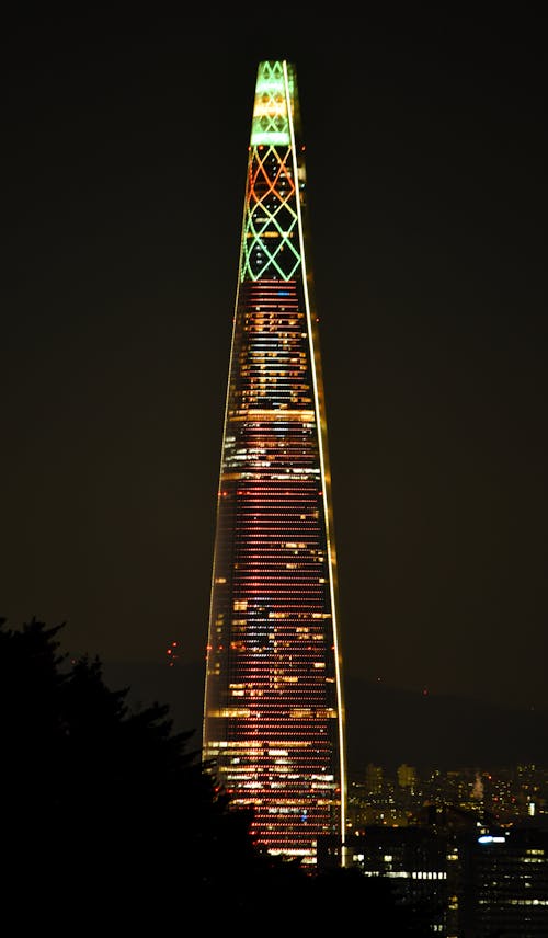 Supertall Skyscraper Lotte World Tower Decorated with LED Lighting
