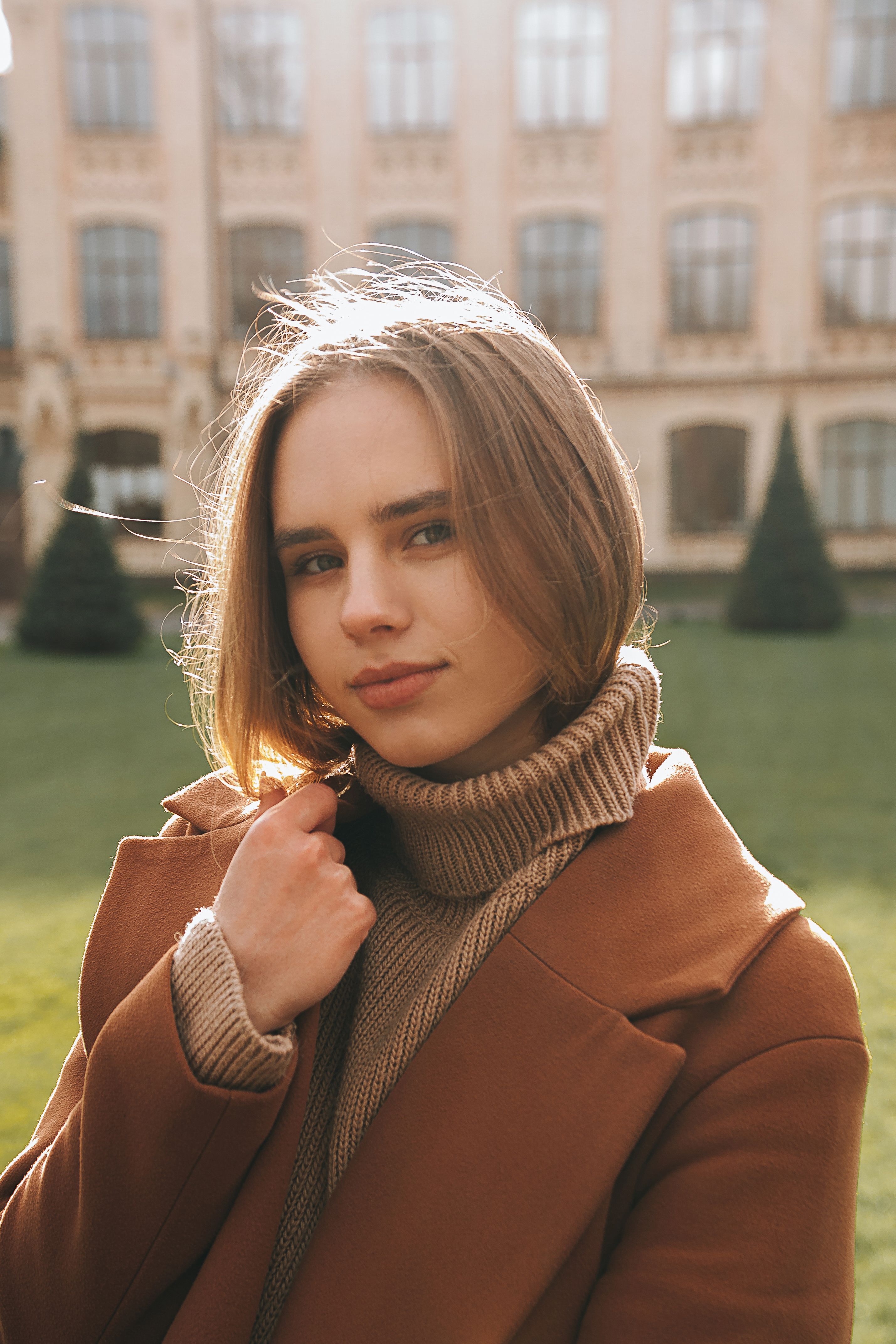 A Woman in a Brown Coat · Free Stock Photo