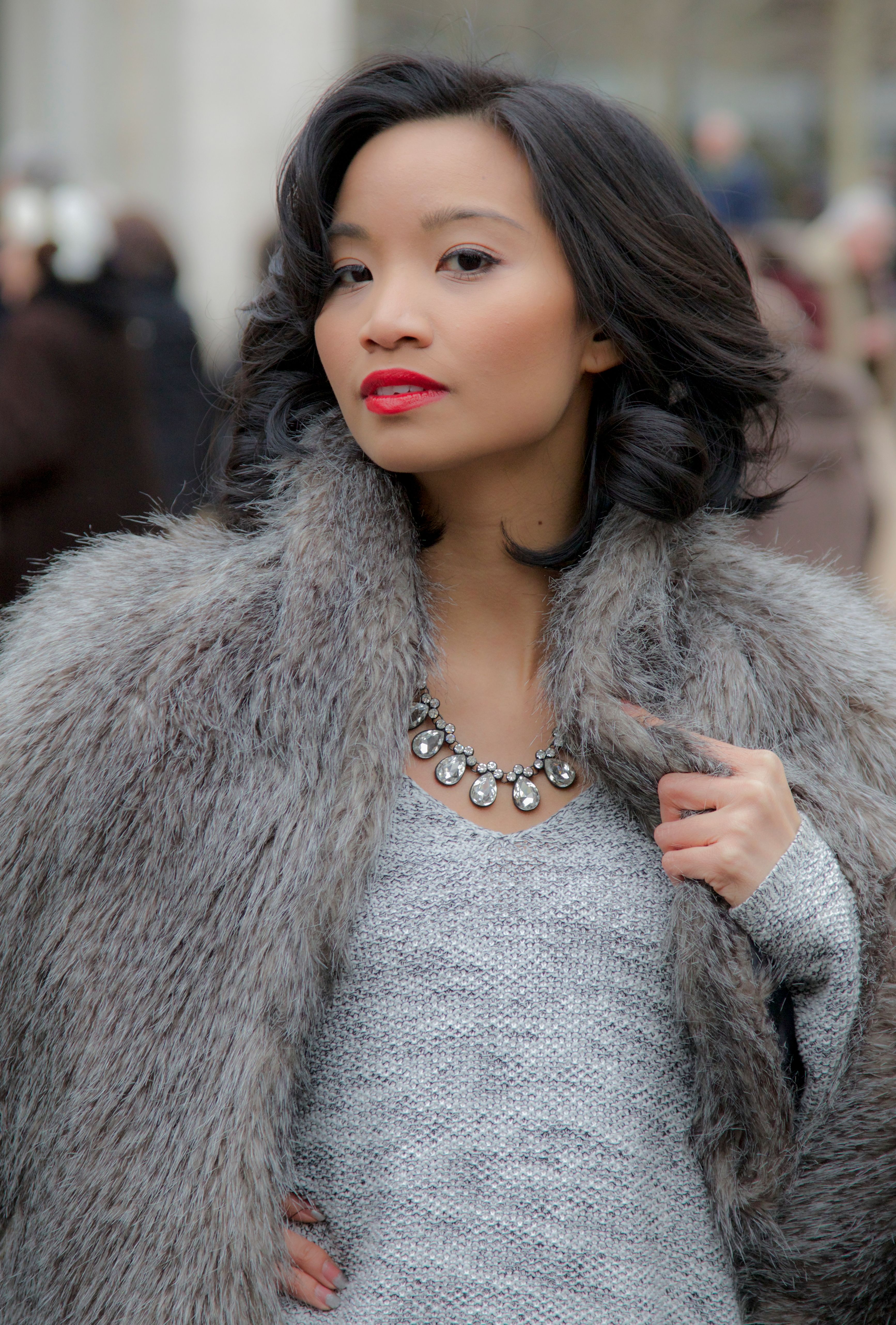 Black Coat With Gray Fur