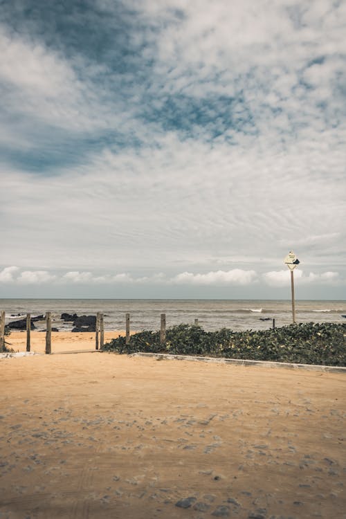 Sea and Beach Landscape on Cloudy Day