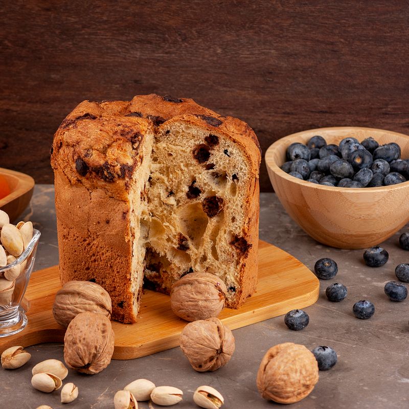 Italian Panettone Sweet Bread with Dried Fruit