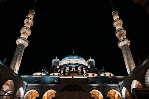 Night Illumination of Yeni Cami Mosque in Istanbul