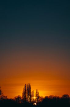 Beautiful sunset silhouette in Courtabœuf Cedex, France with vibrant colors.