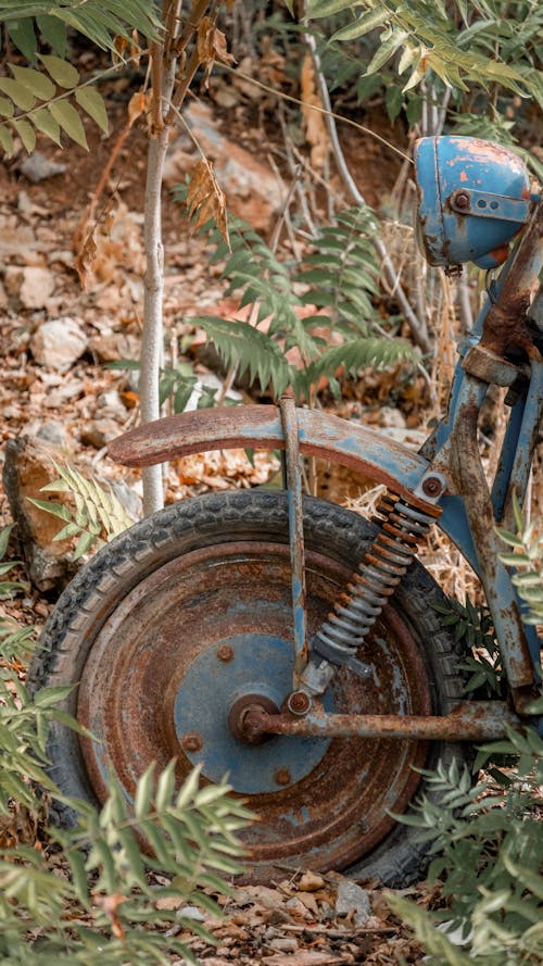 Rusty Wheel of an Old Motorbike
