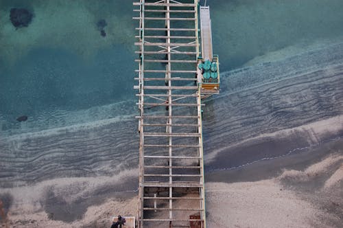 Top View of a Wooden Structure on a Beach 