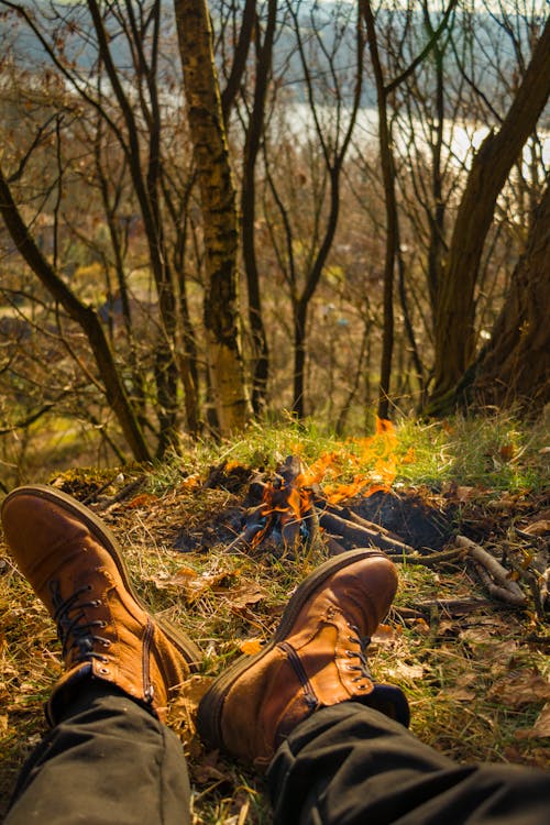 Foto profissional grátis de à lenha, acampamento, área de camping