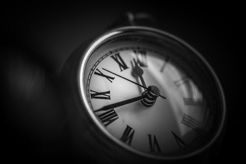 Close up of Clock in Black and White