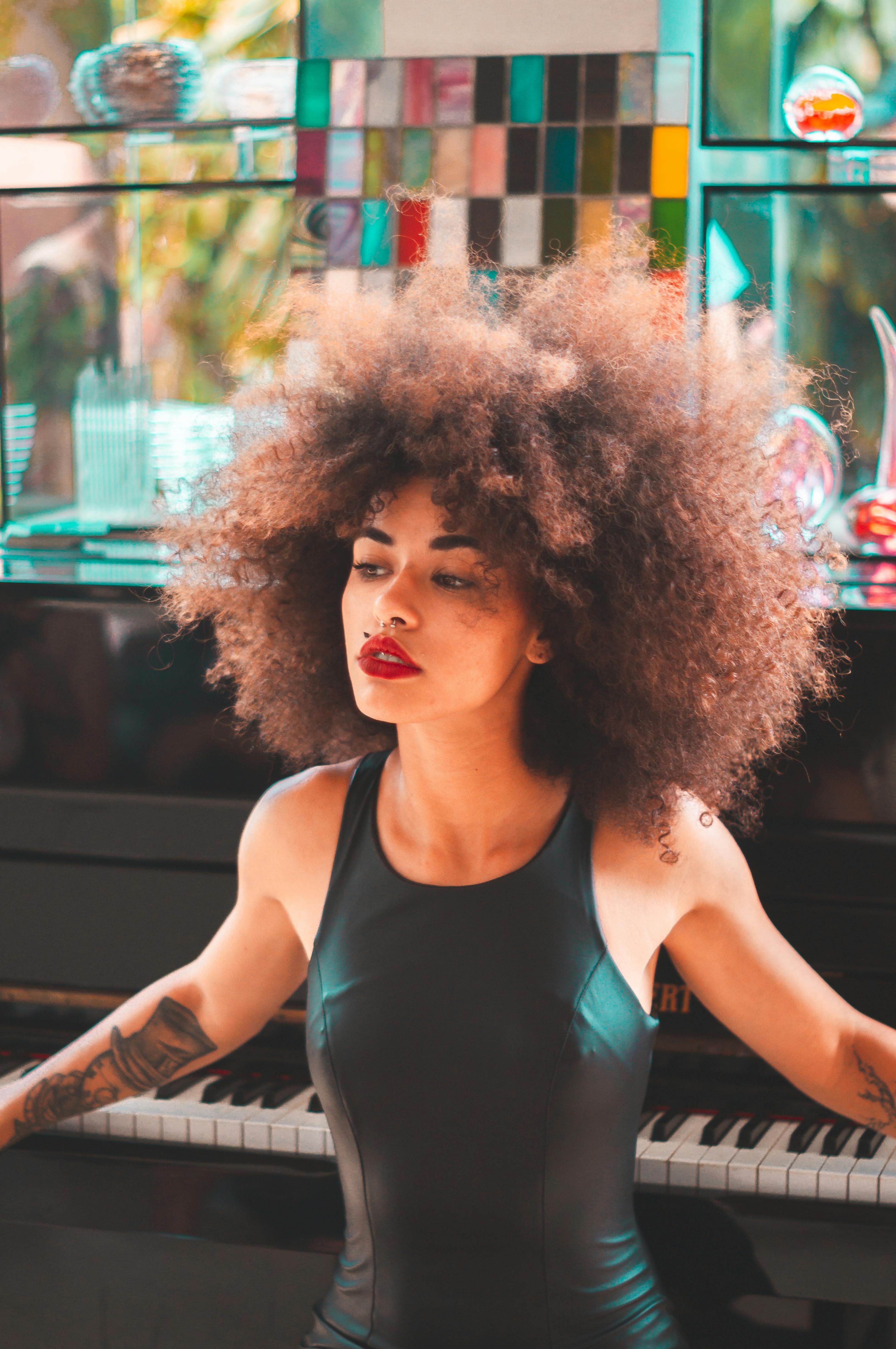 Free stock photo of afro, afro hair, piano