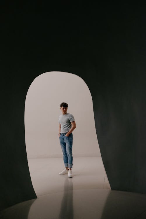 Man in Front of an Exhibit at the Museum of Contemporary Art in Los Angeles