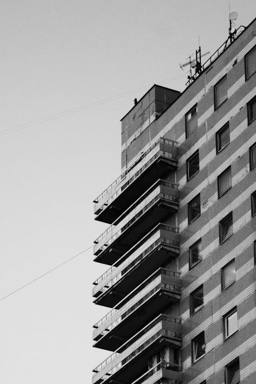 Low Angle Shot of a Tall Block of Flats 