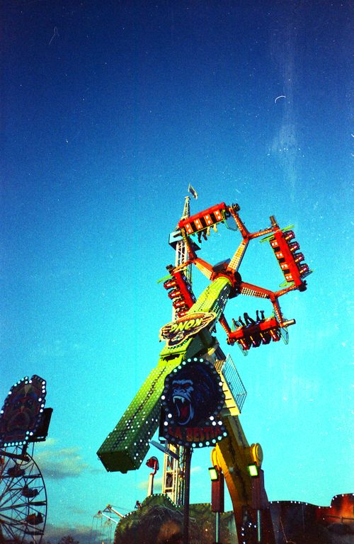 Free Vibrant amusement ride under a starlit sky in Legnano, Italy. Stock Photo