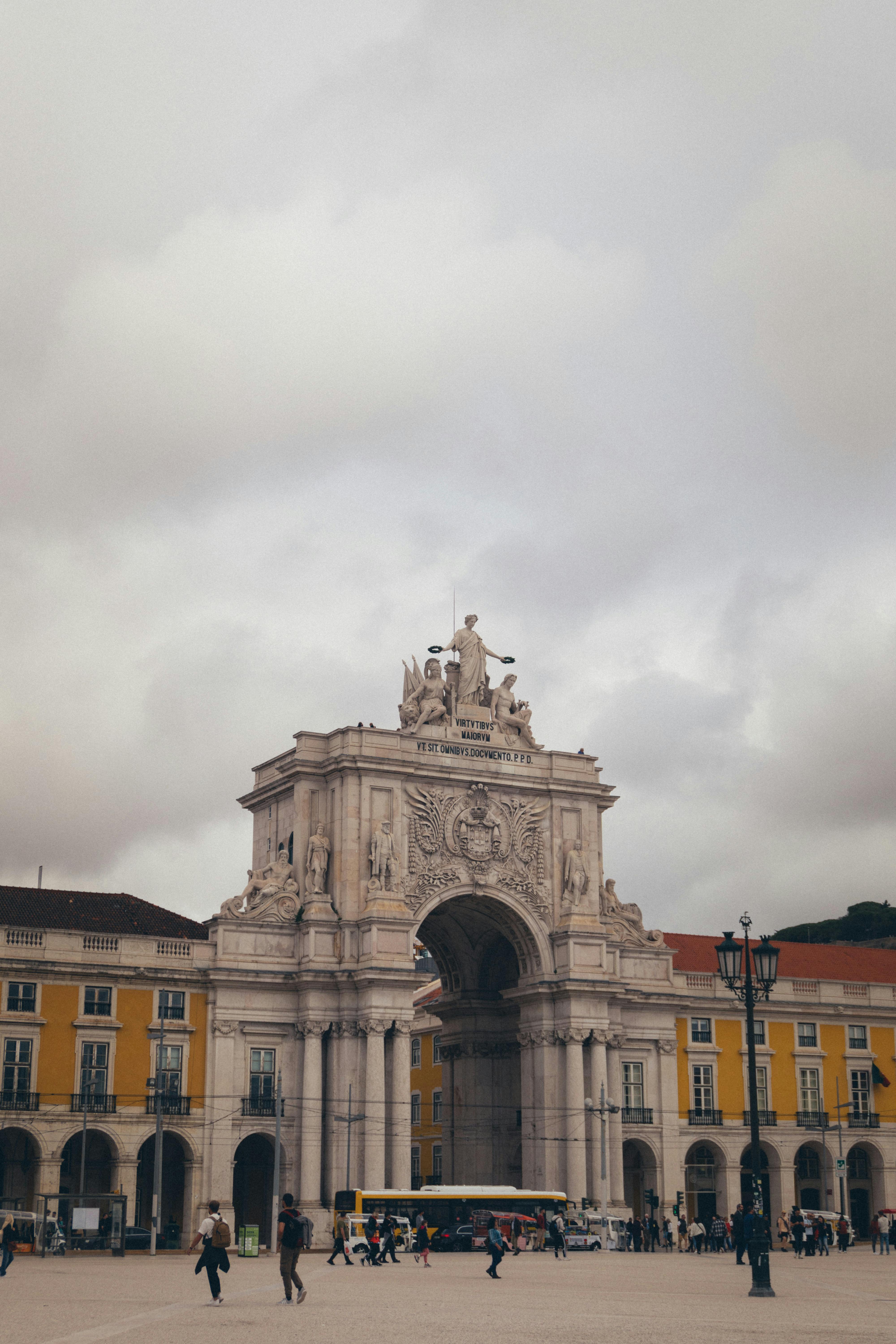 view of the rua augusta arch in lisbon portugal