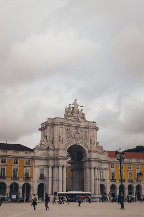 View of the Rua Augusta Arch in Lisbon, Portugal 