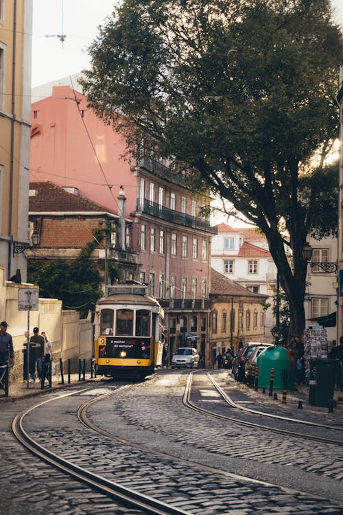 Tram on a Street in Lisbon 