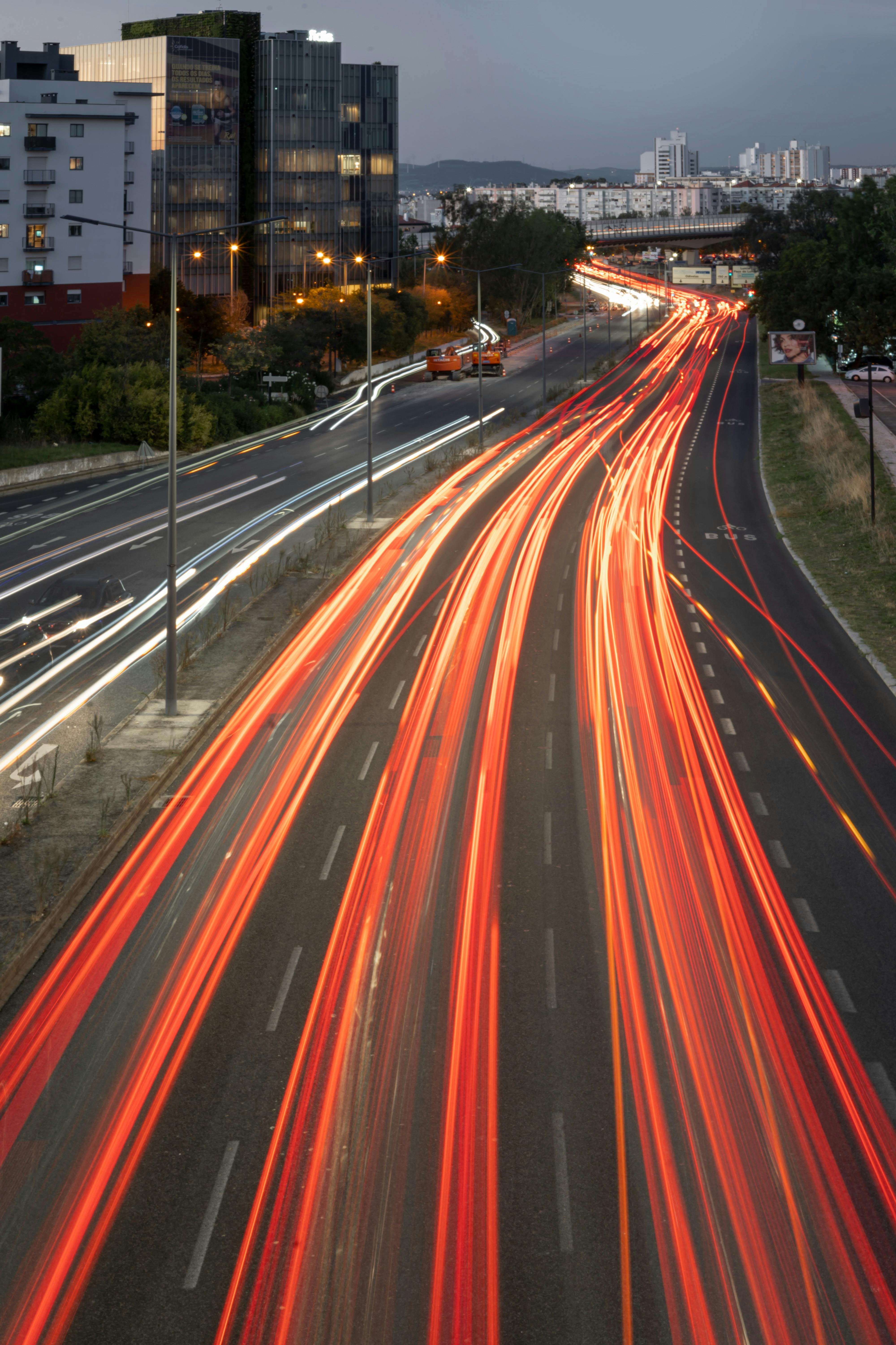 City Street With Light Trails · Free Stock Photo