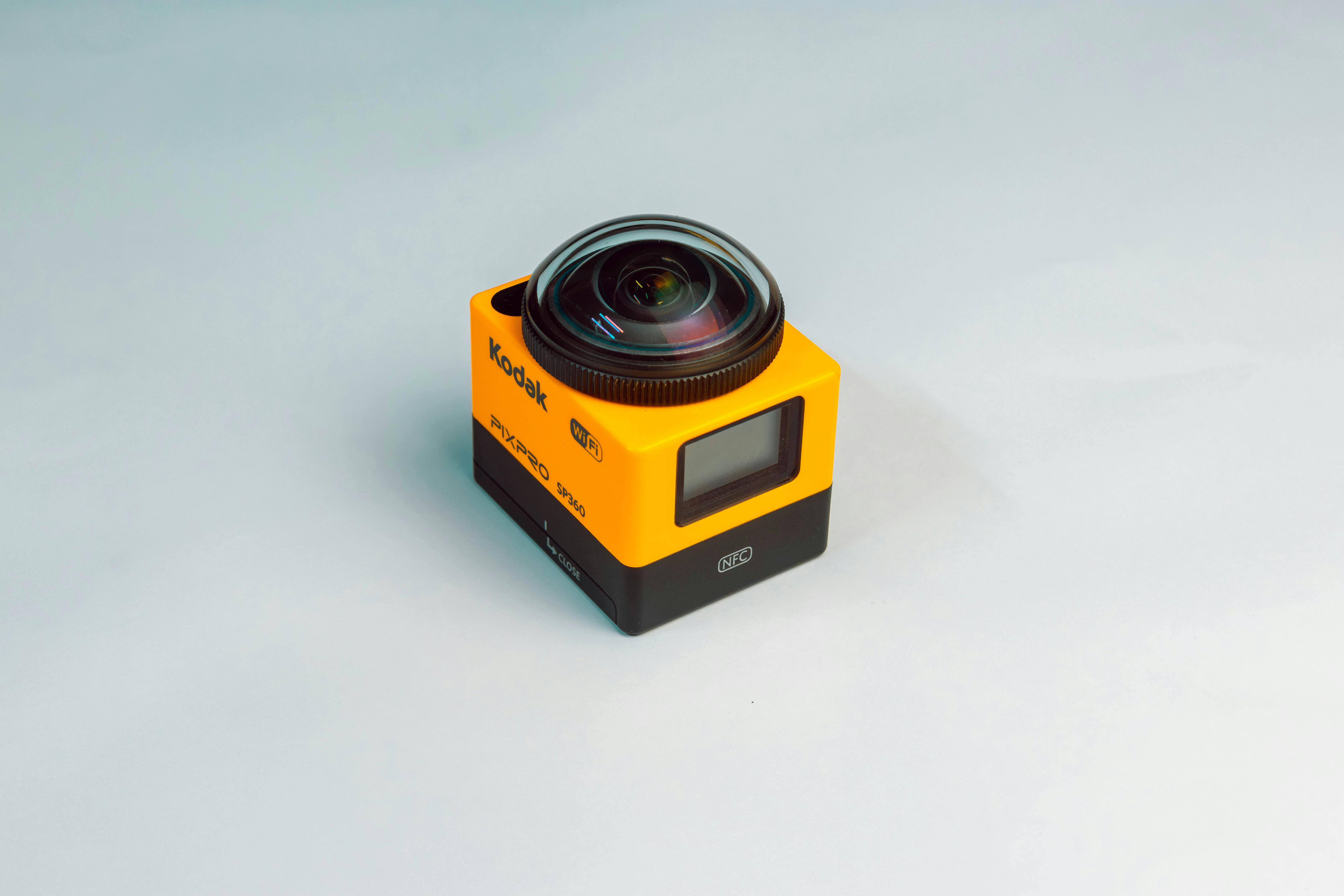 High-quality image of a Kodak SP360 action camera placed against a clean white background.