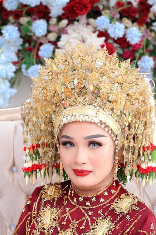 Portrait of Bride in Golden Crown