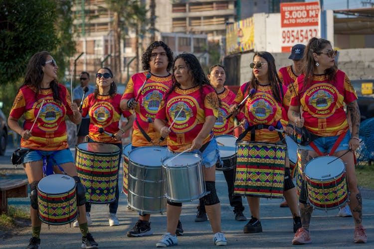 Band Playing Drums On Street