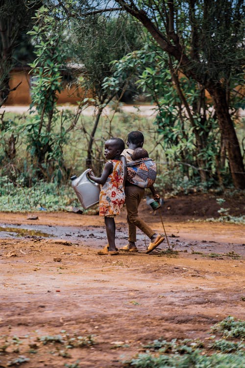 Children Walking in Village