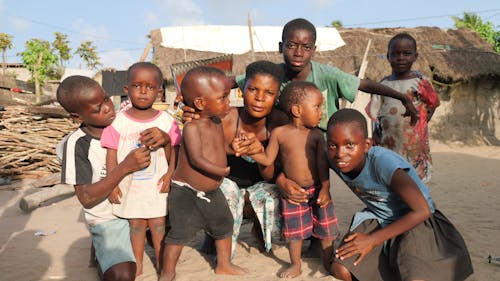 Group Photo of Children in an African Village
