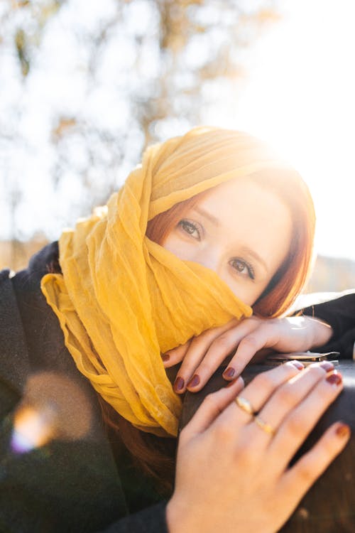 Portrait of Woman Wearing Yellow Scarf 
