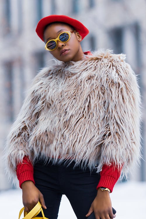 Woman Wearing Brown Fur Coat