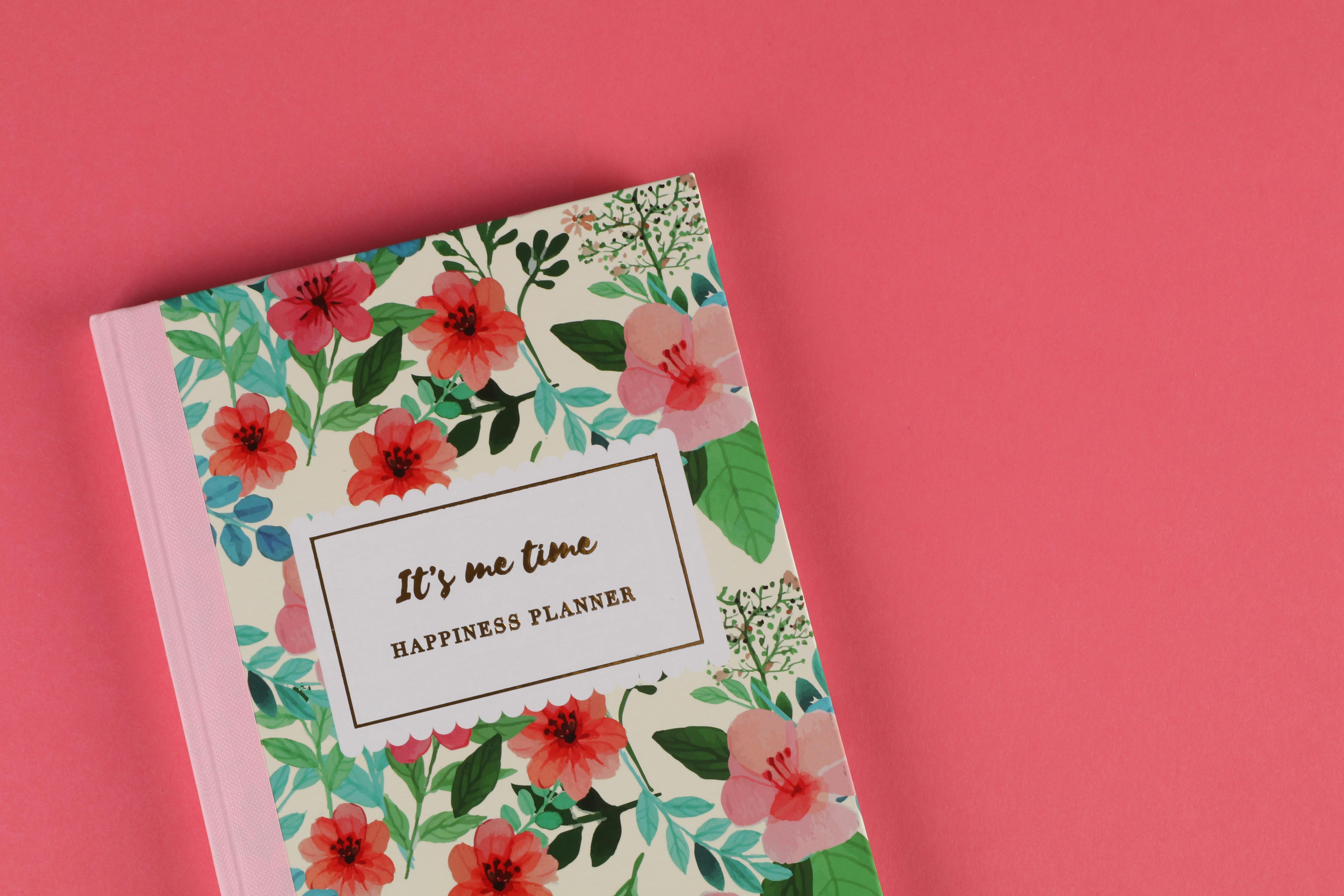 Free stock photo of floral, happiness planner, notebook