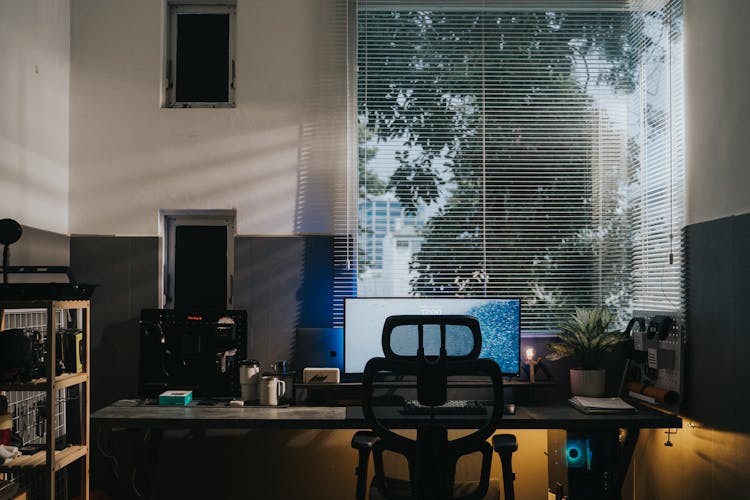 Computer Desk A Under The Corner Window