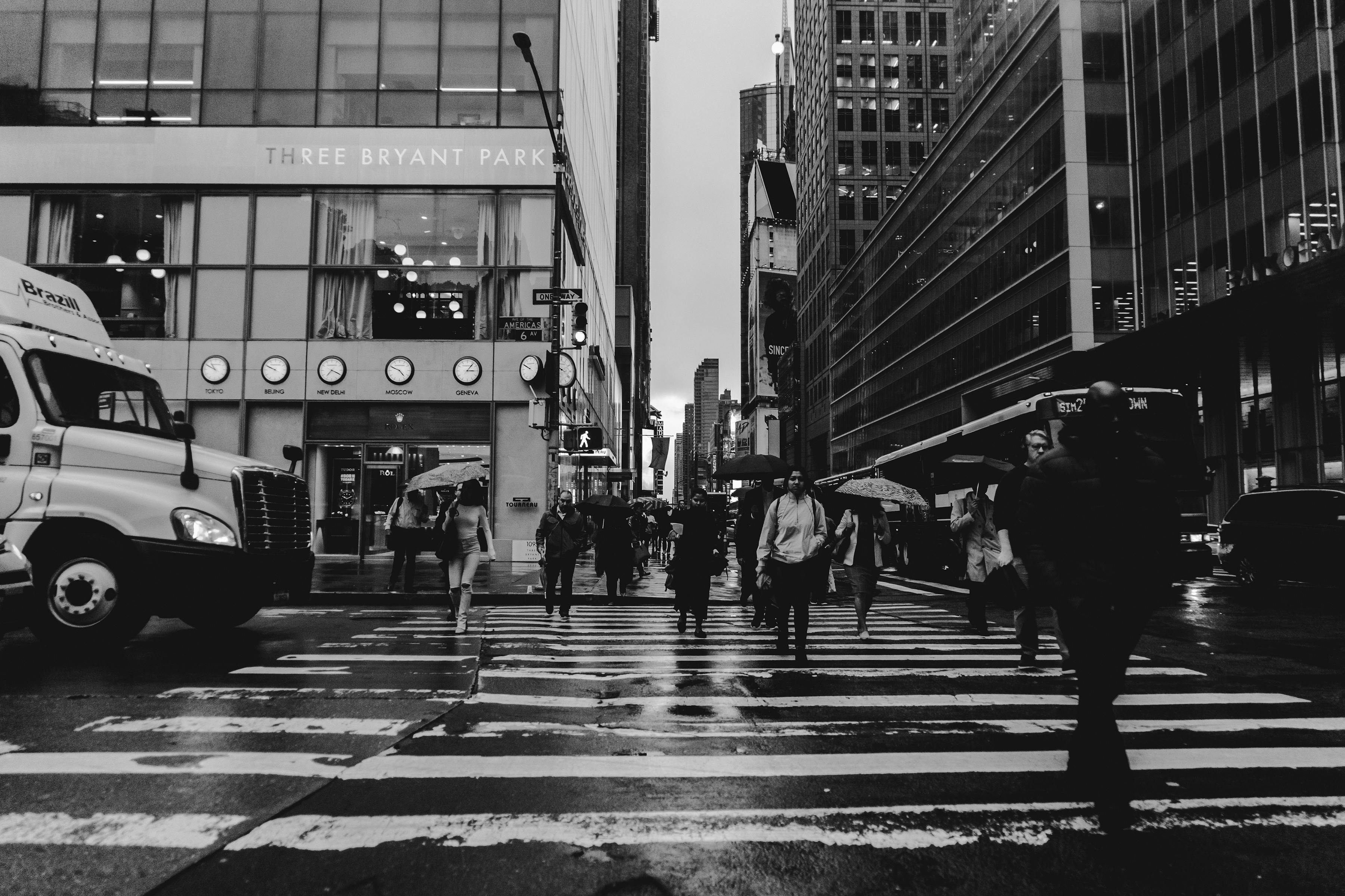 Free stock photo of black and white, city, crossing