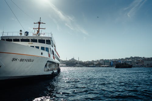 Ferry Sailing on Sea Coast in Istanbul