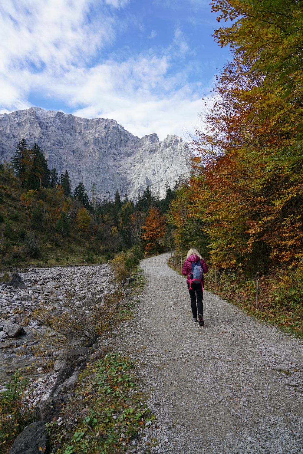 Back View of a Woman with a Backpack Hiking in Mountains · Free Stock Photo