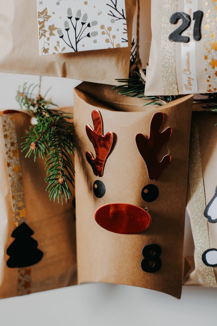 Christmas Bags Decorated With Reindeer