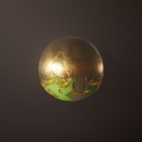 Golden sphere with green abstract elements on a dark background — Rostislav Uzunov on Pexels