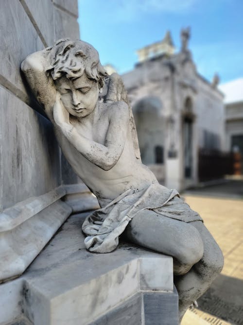 Free Close-up of an Angel Statue at Recoleta Cemetery in Buenos Aires Stock Photo