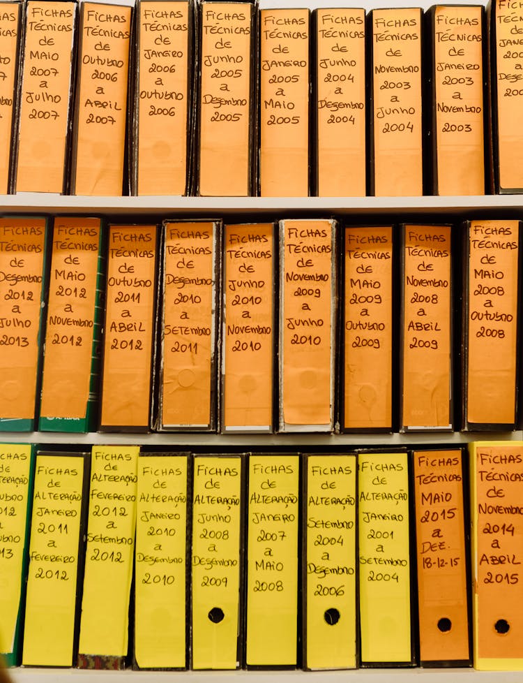 Shelves Of Office Files With Technical Documentation