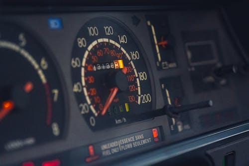 Speedometer on Car Dashboard