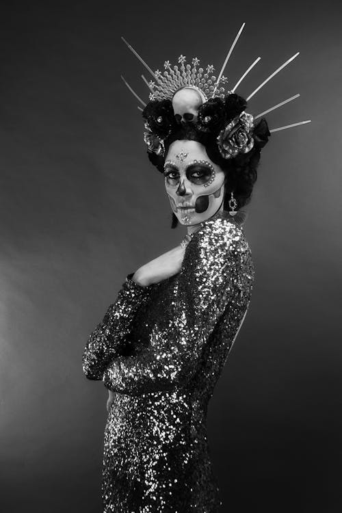 Woman Wearing a Costume and Makeup for the Day of the Dead Celebrations in Mexico 