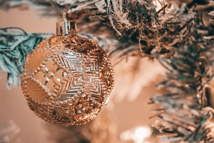 Golden Bubble On The Christmas Tree