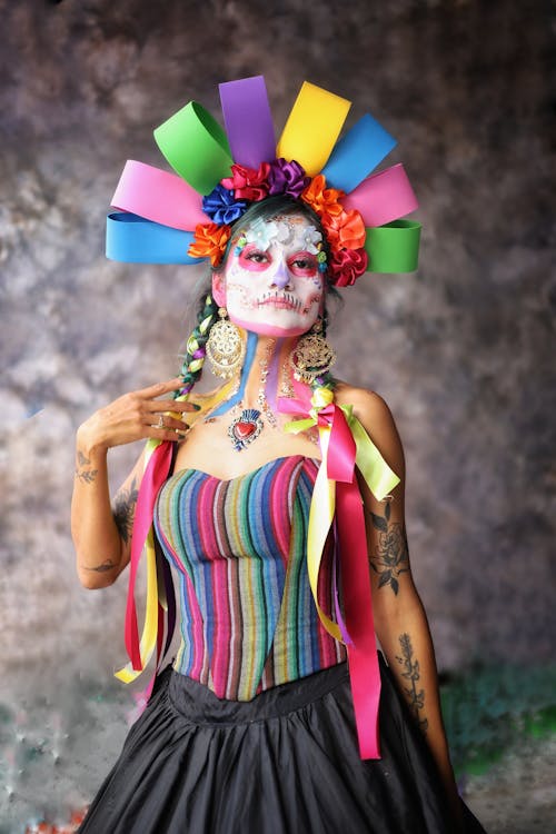 Studio Shot of a Woman Dressed as a Catrina 