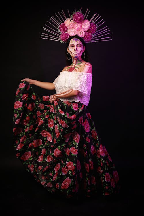 Studio Shot of a Woman Dressed as a Catrina 