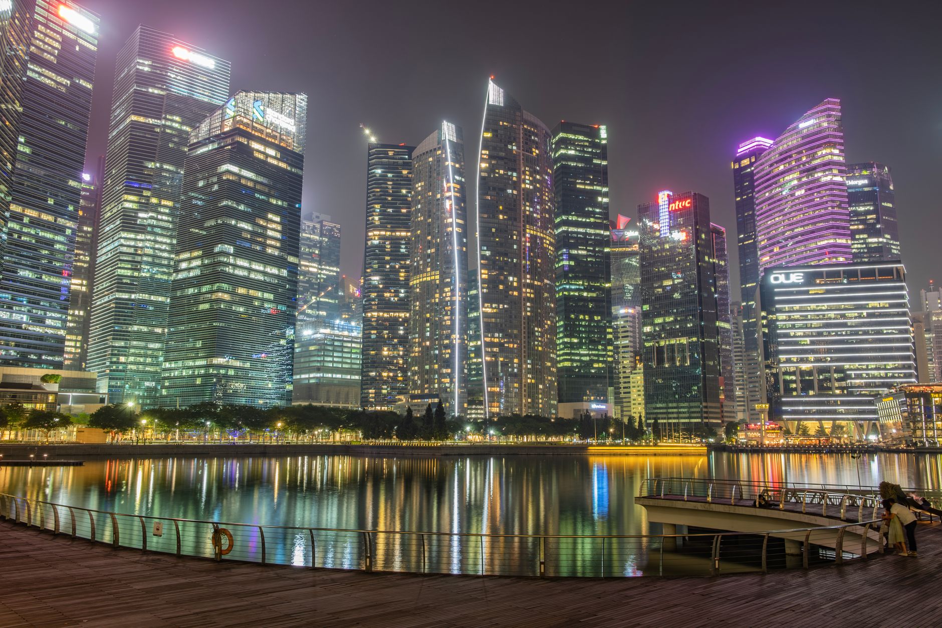 Singapore smart city skyline technology district night